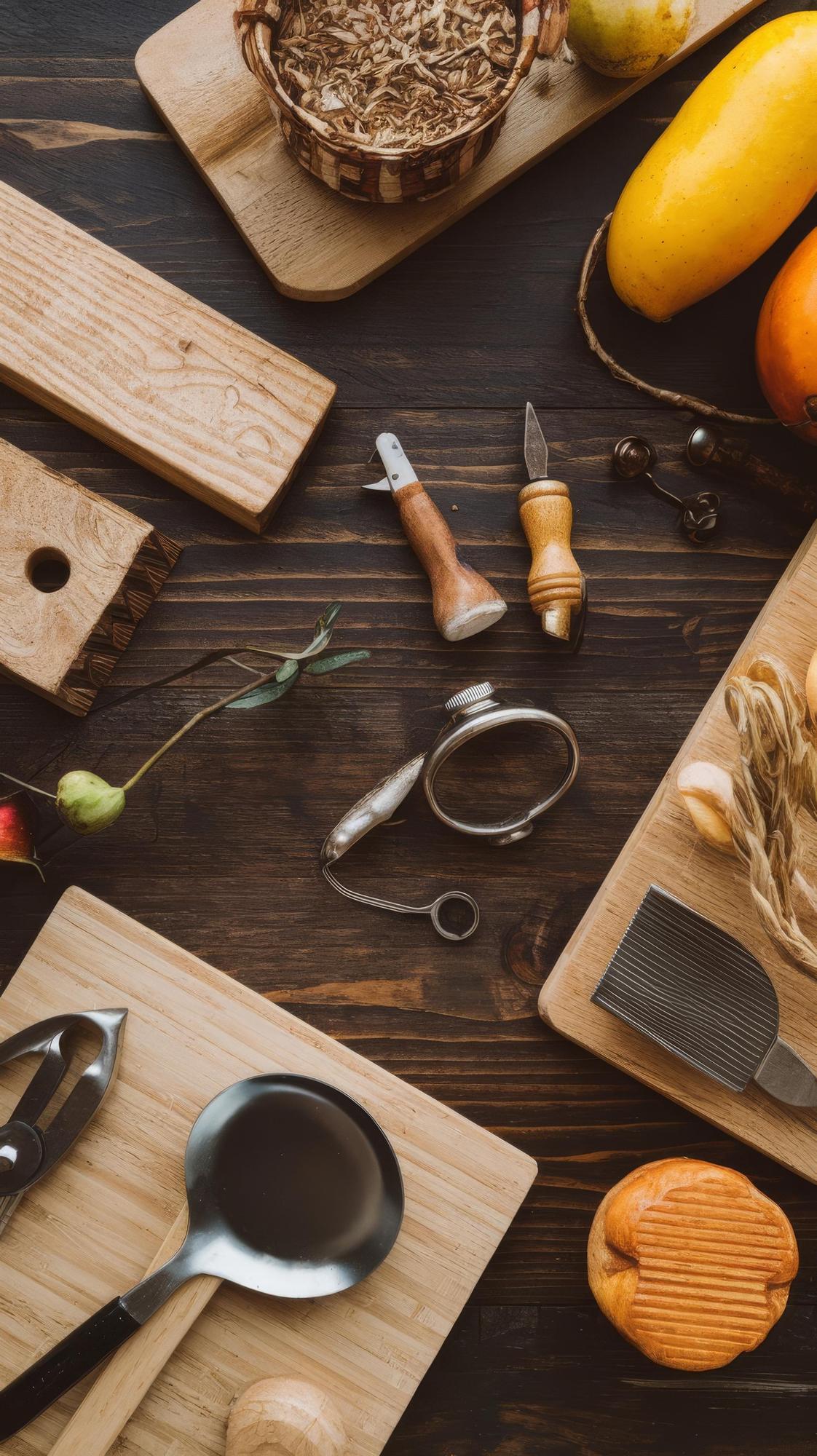 Laboratorio di cucina con attrezzi tradizionali